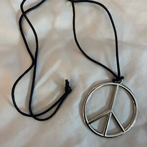 Silver Peace Sign Pendant Necklace